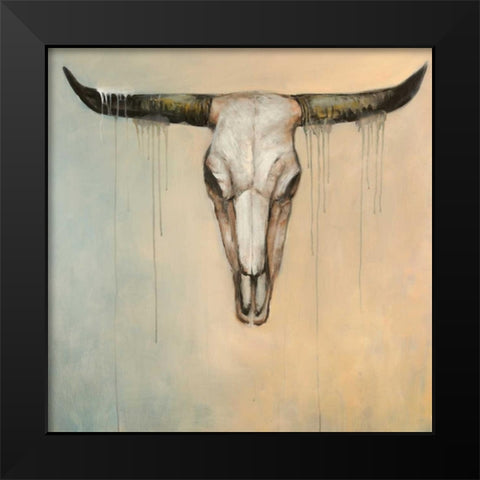 Bull Skull Black Modern Wood Framed Art Print by Atelier B Art Studio