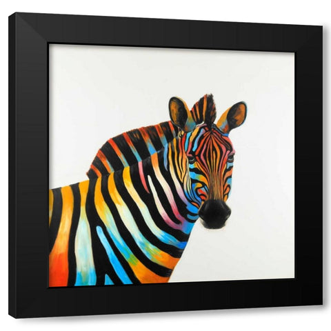 Colorful Profil View of Zebra Black Modern Wood Framed Art Print by Atelier B Art Studio