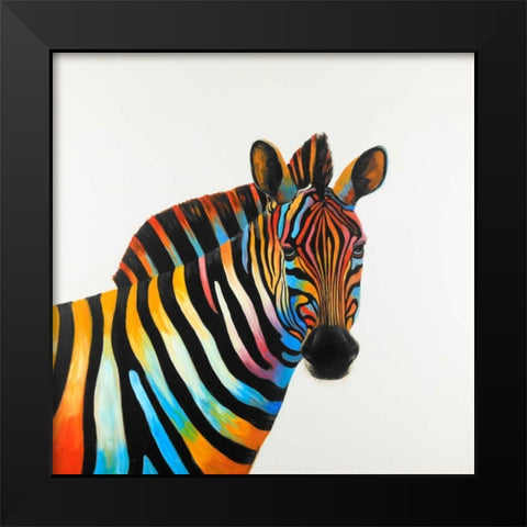 Colorful Profil View of Zebra Black Modern Wood Framed Art Print by Atelier B Art Studio