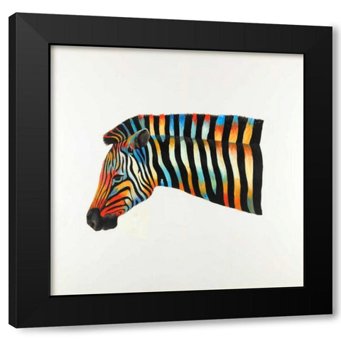 Colorful Zebra Black Modern Wood Framed Art Print with Double Matting by Atelier B Art Studio