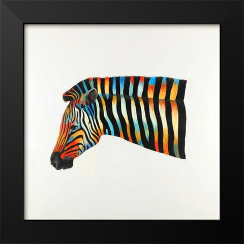Colorful Zebra Black Modern Wood Framed Art Print by Atelier B Art Studio