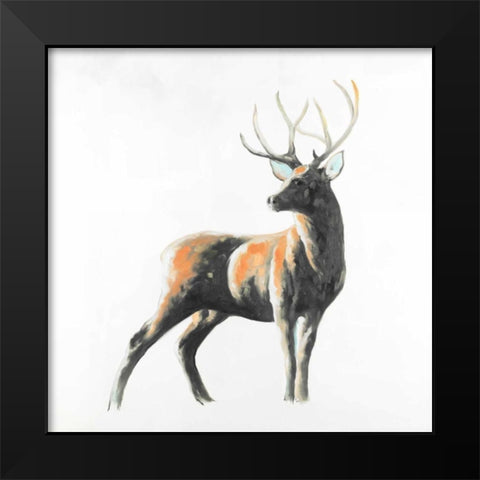 Abstract Deer Black Modern Wood Framed Art Print by Atelier B Art Studio