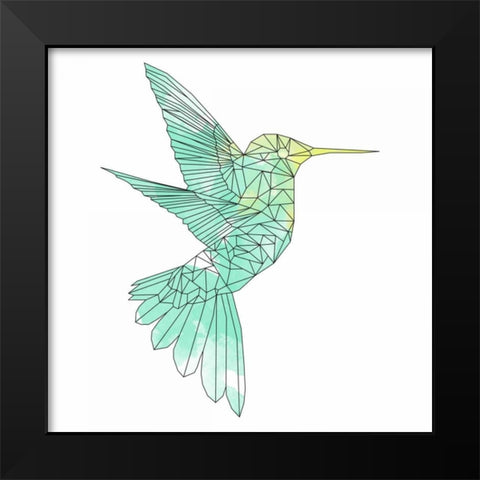 Geographic Hummingbird Black Modern Wood Framed Art Print by Atelier B Art Studio