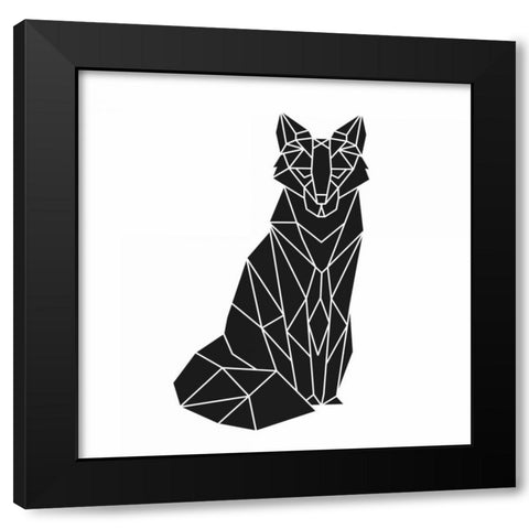 Geographic Fox Black Modern Wood Framed Art Print by Atelier B Art Studio