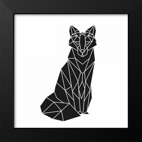 Geographic Fox Black Modern Wood Framed Art Print by Atelier B Art Studio