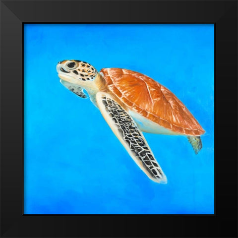 Sea Turtle Black Modern Wood Framed Art Print by Atelier B Art Studio