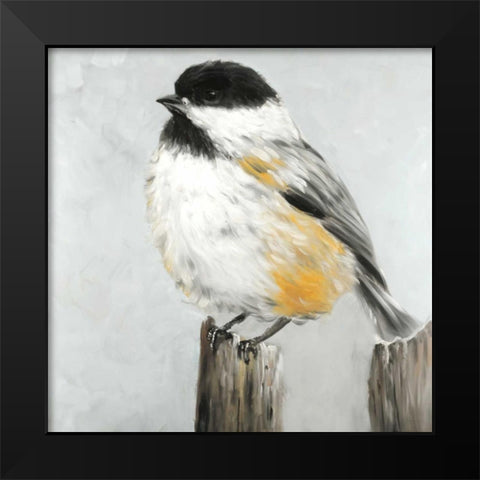 Coal Tit Bird Black Modern Wood Framed Art Print by Atelier B Art Studio