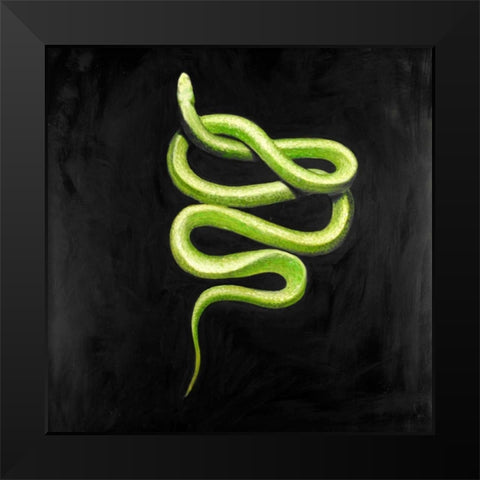 Green Snake Black Modern Wood Framed Art Print by Atelier B Art Studio