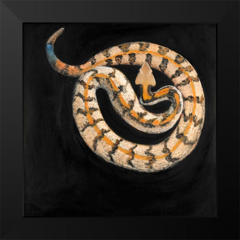 Snake Coiled Black Modern Wood Framed Art Print by Atelier B Art Studio