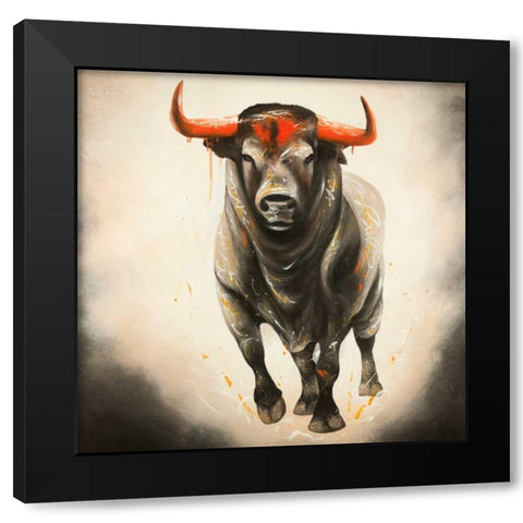 Monochrome Bull Black Modern Wood Framed Art Print by Atelier B Art Studio