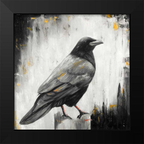 Crow Bird Black Modern Wood Framed Art Print by Atelier B Art Studio