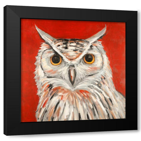 Colorful Eagle Owl Black Modern Wood Framed Art Print by Atelier B Art Studio