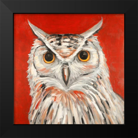 Colorful Eagle Owl Black Modern Wood Framed Art Print by Atelier B Art Studio