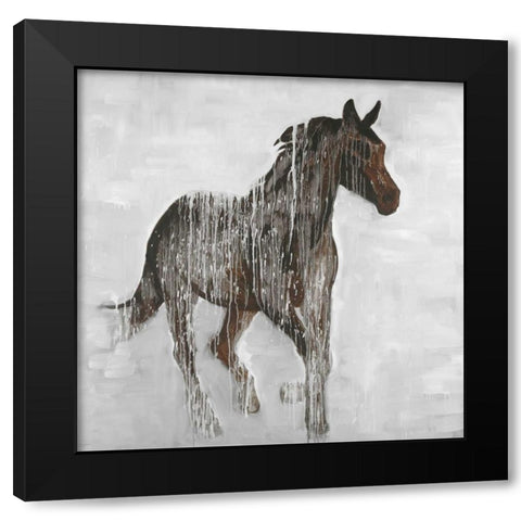 Abstract Brown Horse Black Modern Wood Framed Art Print with Double Matting by Atelier B Art Studio