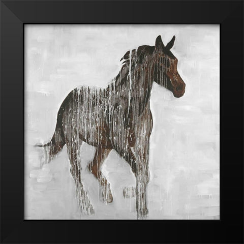 Abstract Brown Horse Black Modern Wood Framed Art Print by Atelier B Art Studio