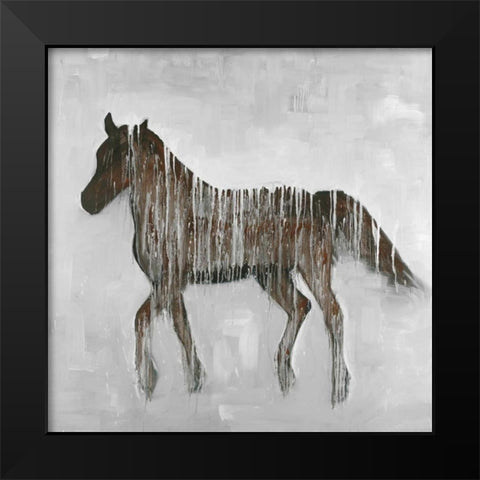 Gambading Abstract Horse Black Modern Wood Framed Art Print by Atelier B Art Studio