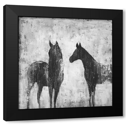 BLACK AND WHITE HORSES Black Modern Wood Framed Art Print by Atelier B Art Studio