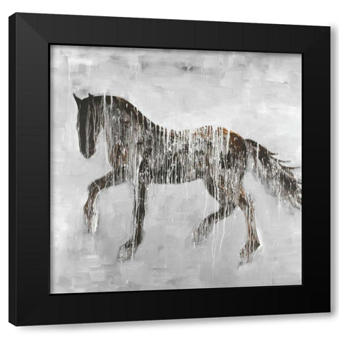 Horse Brown Silhouette Black Modern Wood Framed Art Print by Atelier B Art Studio