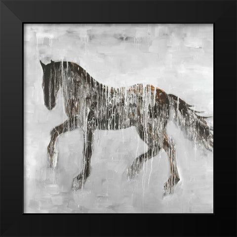 Horse Brown Silhouette Black Modern Wood Framed Art Print by Atelier B Art Studio