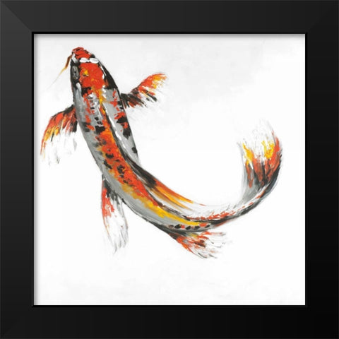 Butterfly Koi Fish Black Modern Wood Framed Art Print by Atelier B Art Studio