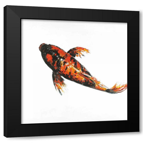 Red Butterfly Koi Fish Black Modern Wood Framed Art Print with Double Matting by Atelier B Art Studio