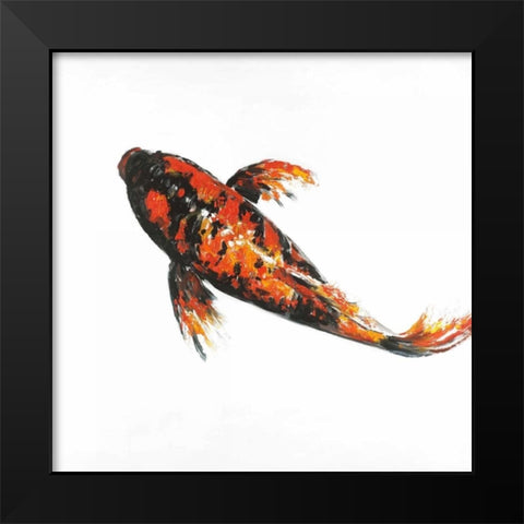 Red Butterfly Koi Fish Black Modern Wood Framed Art Print by Atelier B Art Studio