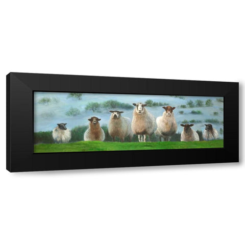Flock of Sheep Black Modern Wood Framed Art Print with Double Matting by Atelier B Art Studio