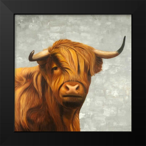 Highland Cattle Black Modern Wood Framed Art Print by Atelier B Art Studio