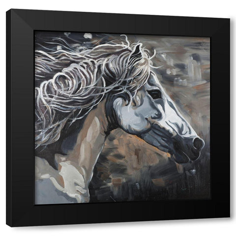Side Wild Horse Black Modern Wood Framed Art Print by Atelier B Art Studio
