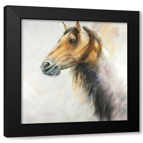 Horse Portrait Black Modern Wood Framed Art Print by Atelier B Art Studio