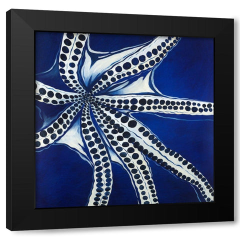 Swimming Octopus Black Modern Wood Framed Art Print with Double Matting by Atelier B Art Studio