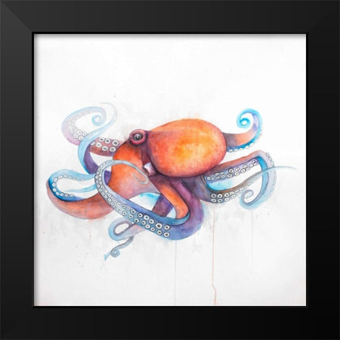 Colorful Octopus Black Modern Wood Framed Art Print by Atelier B Art Studio