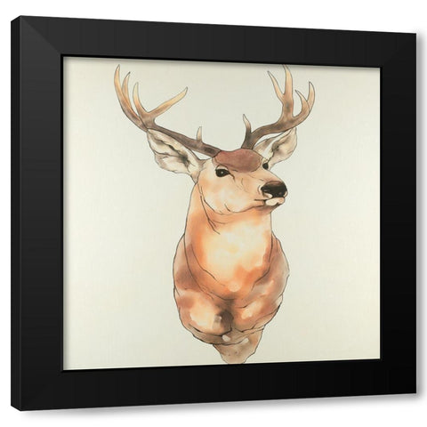 Deer Portrait Black Modern Wood Framed Art Print with Double Matting by Atelier B Art Studio