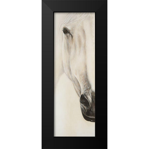 Half Portrait of a Peaceful Horse Black Modern Wood Framed Art Print by Atelier B Art Studio
