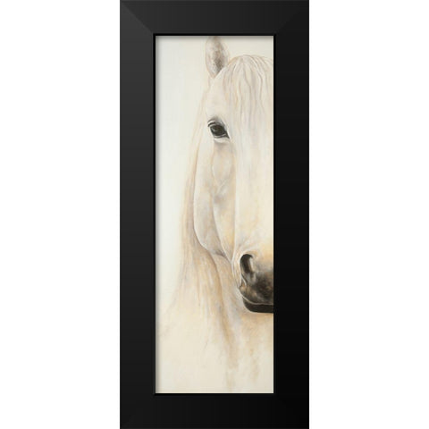 Half Portrait of a Smiling Horse Black Modern Wood Framed Art Print by Atelier B Art Studio