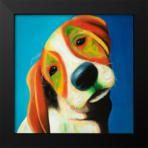 COLORFUL BEAGLE DOG Black Modern Wood Framed Art Print by Atelier B Art Studio