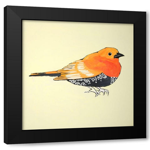 LITTLE ORANGE BIRD ILLUSTRATION Black Modern Wood Framed Art Print by Atelier B Art Studio
