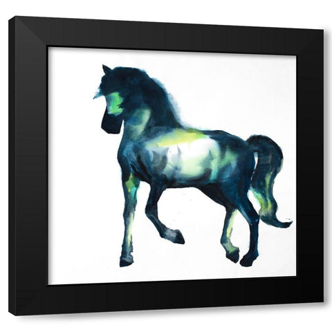Calm Colorful Horse Black Modern Wood Framed Art Print by Atelier B Art Studio