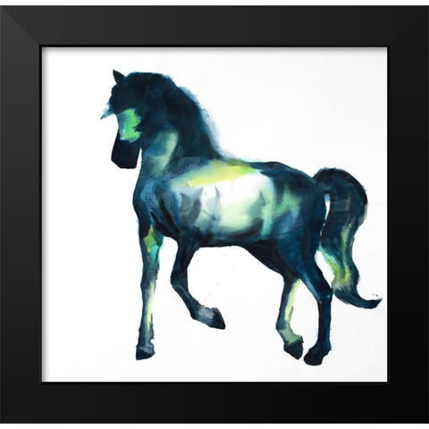 Calm Colorful Horse Black Modern Wood Framed Art Print by Atelier B Art Studio