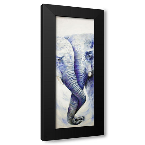 ELEPHANT COUPLE LOVING EACH OTHER Black Modern Wood Framed Art Print with Double Matting by Atelier B Art Studio