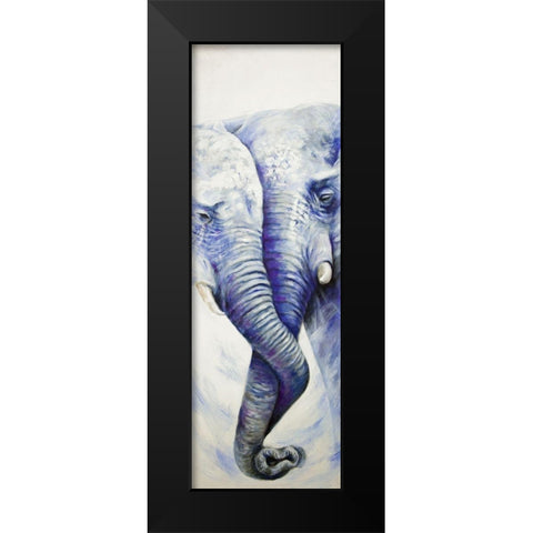ELEPHANT COUPLE LOVING EACH OTHER Black Modern Wood Framed Art Print by Atelier B Art Studio