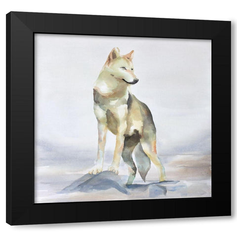 WOLF Black Modern Wood Framed Art Print by Atelier B Art Studio