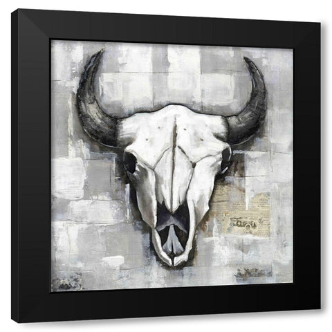 INDUSTRIAL STYLE BULL SKULL Black Modern Wood Framed Art Print by Atelier B Art Studio