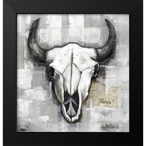 INDUSTRIAL STYLE BULL SKULL Black Modern Wood Framed Art Print by Atelier B Art Studio