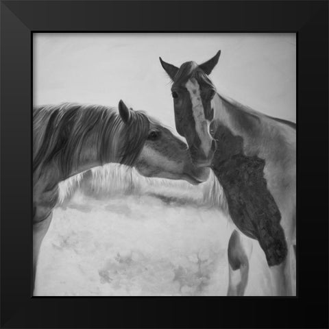 HORSES LOVER Black Modern Wood Framed Art Print by Atelier B Art Studio