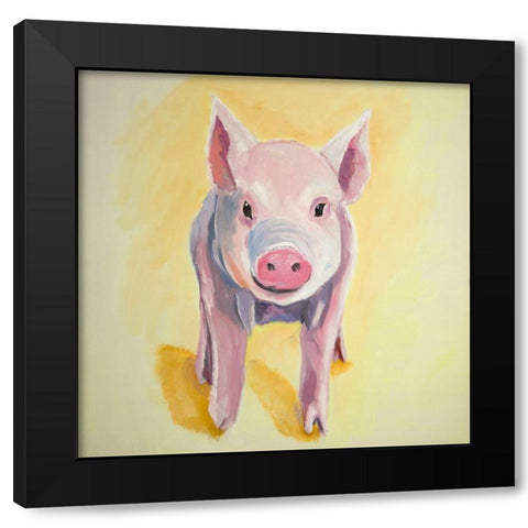 SOLITARY PIG Black Modern Wood Framed Art Print with Double Matting by Atelier B Art Studio