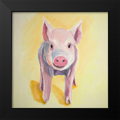 SOLITARY PIG Black Modern Wood Framed Art Print by Atelier B Art Studio