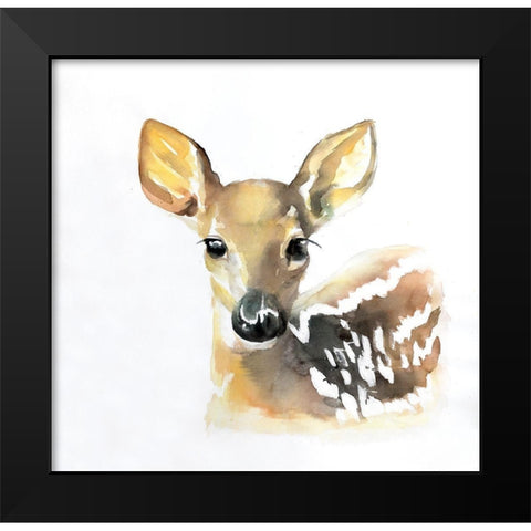 WATERCOLOR FAWN FACE Black Modern Wood Framed Art Print by Atelier B Art Studio