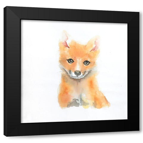WATERCOLOR SMILING FOX Black Modern Wood Framed Art Print by Atelier B Art Studio