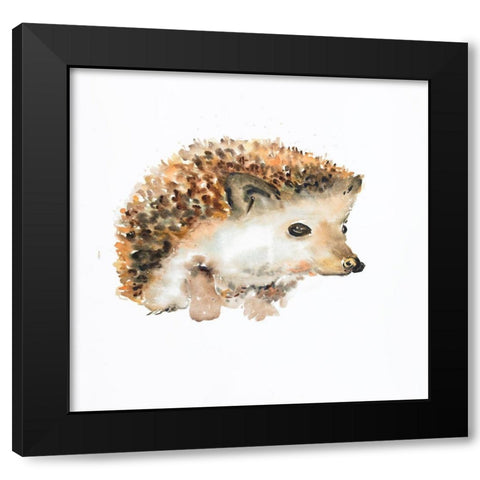 WATERCOLOR HEDGEHOG Black Modern Wood Framed Art Print by Atelier B Art Studio